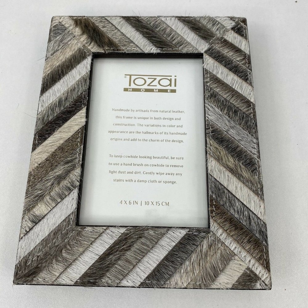 Tozai Home 4x6 Photo Frame Cowhide Grey